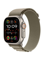 Apple Watch Ultra 2 49mm Smartwatch, GPS + Cellular, Titanium Case with Small Olive Alpine Loop