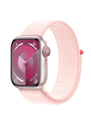 Apple Watch Series 9 41mm Smart Watch, GPS + Cellular, Pink Aluminium Case With Light Pink Sport Loop Band