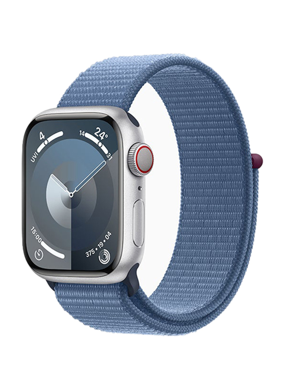 Apple Watch Series 9 41mm Smart Watch, GPS, Silver Aluminium Case With Winter Blue Sport Loop Band