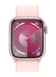 Apple Watch Series 9 45mm Smart Watch, GPS + Cellular, Pink Aluminium Case With Light Pink Sport Loop Band