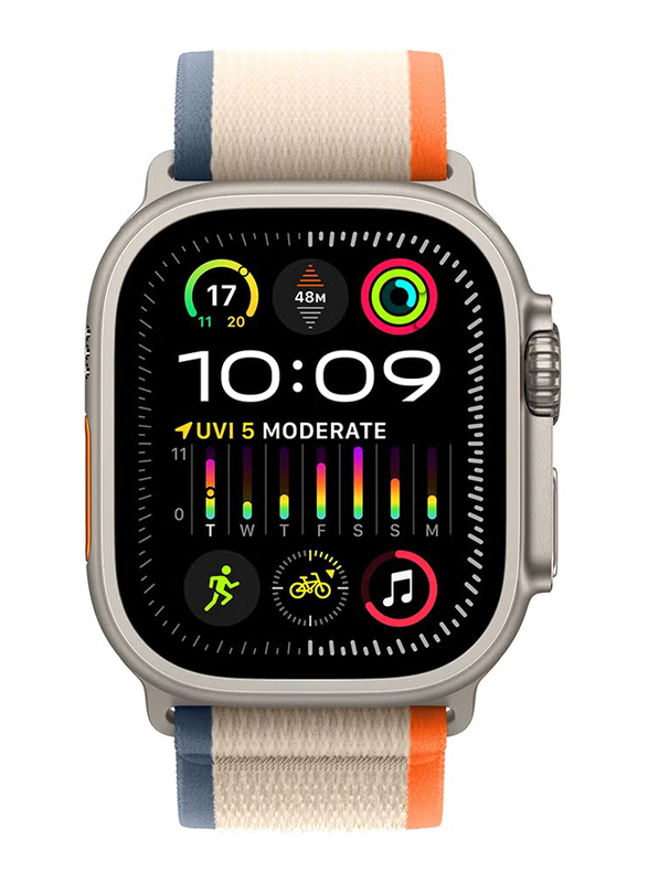 Apple Watch Ultra 2 49mm Smartwatch, GPS + Cellular, Titanium Case with Small/Medium Orange/Beige Trail Loop