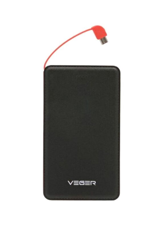 Veger 15000mAh Portable Power Bank with Micro USB Input and Built-in Cable, White