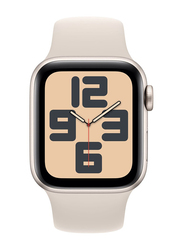 Apple Watch SE (2023) 44mm S/M & M/L Smart Watch, GPS + Cellular, Starlight Aluminium Case With Starlight Sport Band