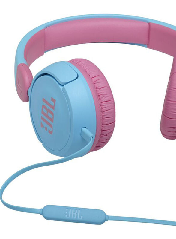 JBL JR310 Kids Wired On-Ear Headphones, Blue/Pink