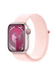 Apple Watch Series 9 45mm Smart Watch, GPS, Pink Aluminium Case With Light Pink Sport Loop Band