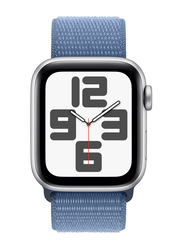 Apple Watch SE (2023) 40mm Smart Watch, GPS, Silver Aluminium Case With Winter Blue Sport Loop Band