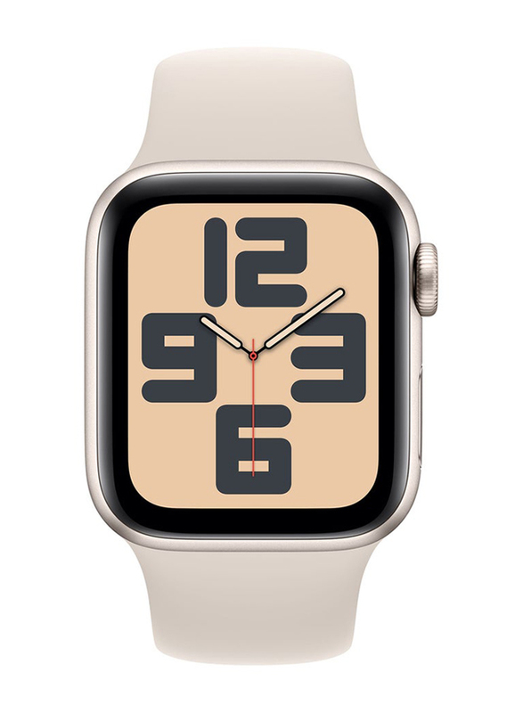 Apple Watch SE (2023) 40mm S/M & M/L Smart Watch, GPS, Starlight Aluminium Case With Starlight Sport Band