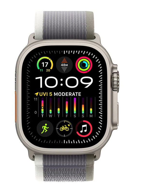 Apple Watch Ultra 2 49mm Smartwatch, GPS + Cellular, Titanium Case with Small/Medium Green/Grey Trail Loop