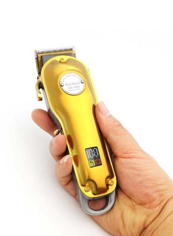 Kemei Rechargeable Noise Reduction Electric Hair Trimmer, 8W, Gold/Silver