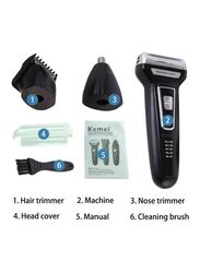 Kemei 3-in-1 Electric Hair Clipper, Black/Silver/White