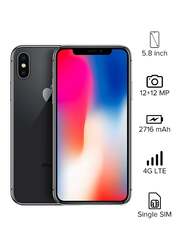 Apple iPhone X 64GB Space Gray, With FaceTime, 3GB RAM, 4G LTE, Single Sim Smartphone