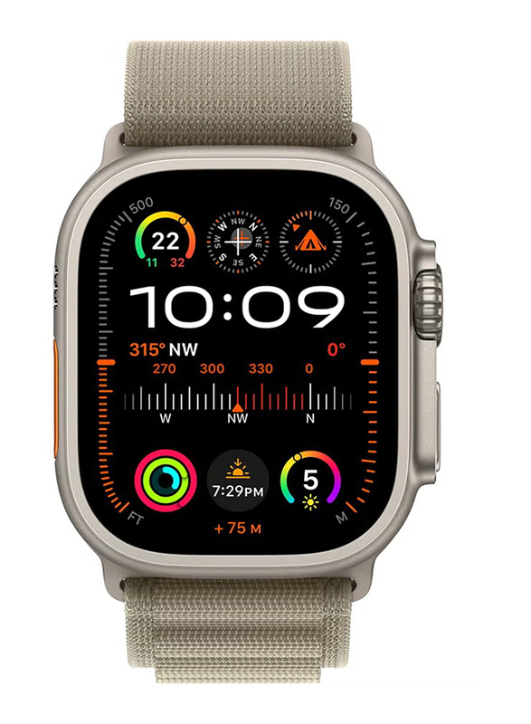 Apple Watch Ultra 2 49mm Smartwatch, GPS + Cellular, Titanium Case with Medium Olive Alpine Loop