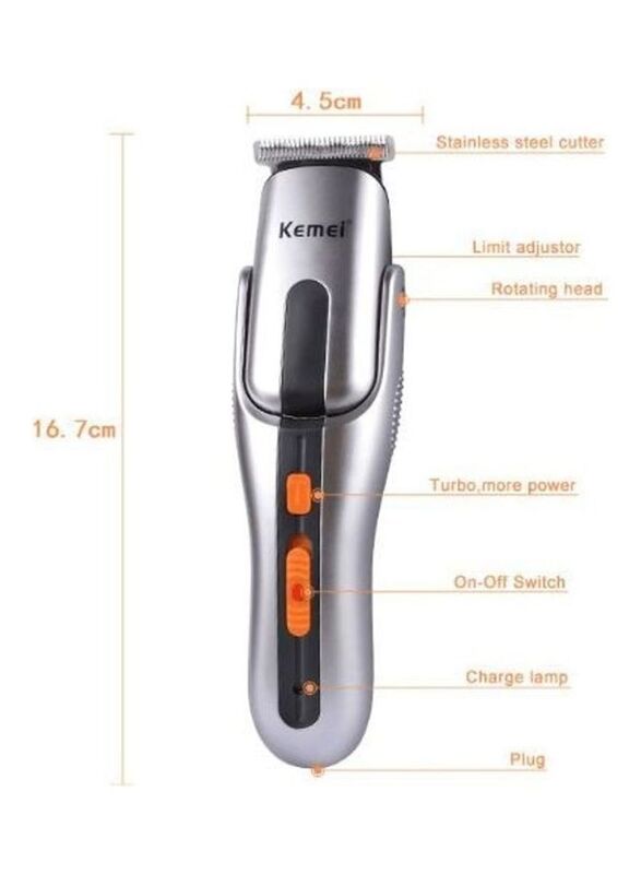 Kemei 5-in-1 Multifunction Electric Hair Trimmer, KM680A, Silver