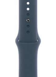 Apple Watch SE (2023) 40mm S/M & M/L Smart Watch, GPS + Cellular, Silver Aluminium Case With Storm Blue Sport Band