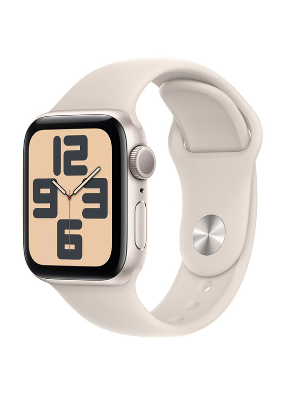 Apple Watch SE (2023) 40mm S/M & M/L Smart Watch, GPS + Cellular, Starlight Aluminium Case With Starlight Sport Band