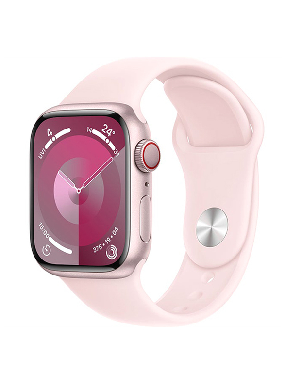 Apple Watch Series 9 45mm S/M & M/L Smart Watch, GPS, Pink Aluminium Case With Light Pink Sport Band
