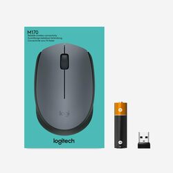 Logitech M170 Wireless Mouse, 2.4 GHz with USB Nano Receiver, Optical Tracking, 12-Months Battery Life, Ambidextrous, PC/Mac/Laptop - Grey,