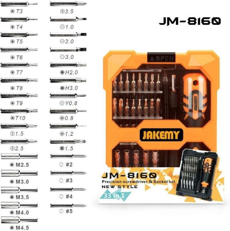 Jakemy JM-8160 Precision Screw Driver Set with Flexible Shaft & Socket