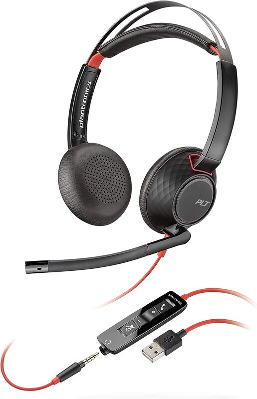 Plantronics - Blackwire C5220 - Wired, Dual-Ear (Stereo) Headset with Boom Mic - USB-A, 3.5 mm to connect to your PC, Mac, Tablet and/or Cell Phone