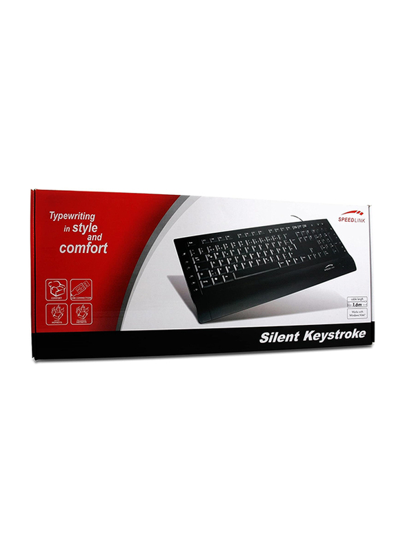 Speedlink Silent Keystroke Wired English US Keyboard, Black
