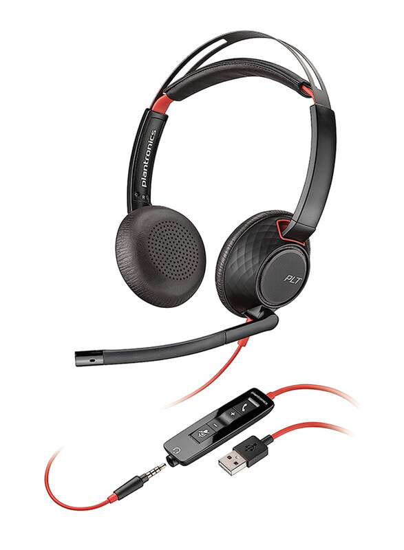 

Plantronics Blackwire C5220 On-Ear Wired with Noise-Cancelling and Boom Mic (Stereo) Headset, Black/Red