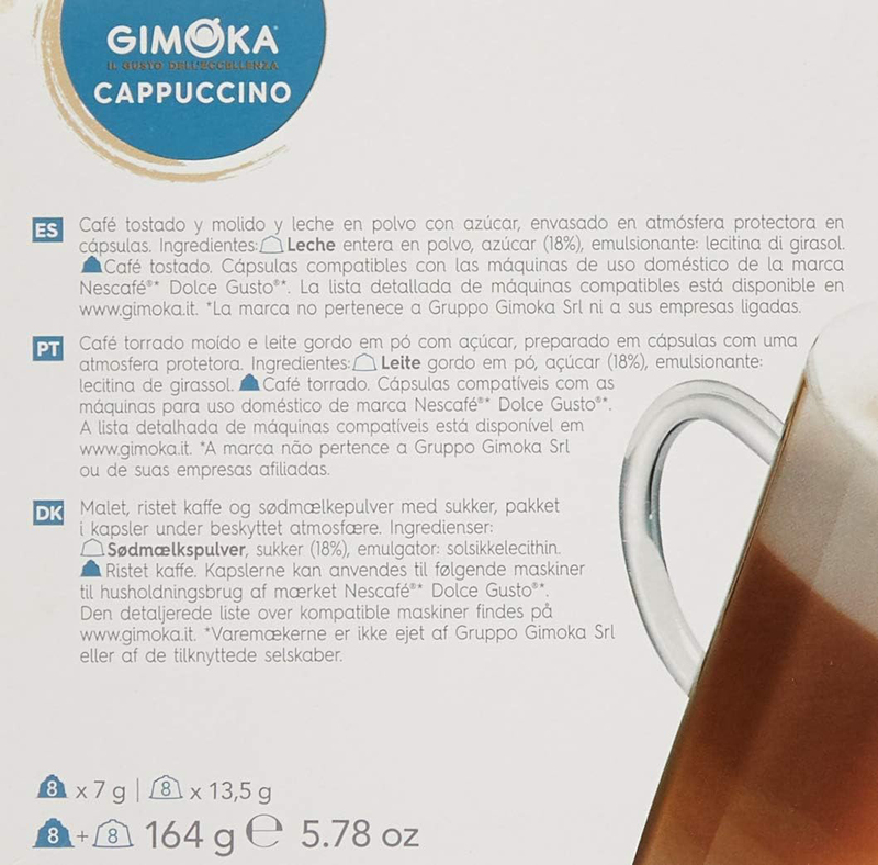 Gimoka Dolce Gusto Cappuccino Coffee Capsules, 16 Capsules