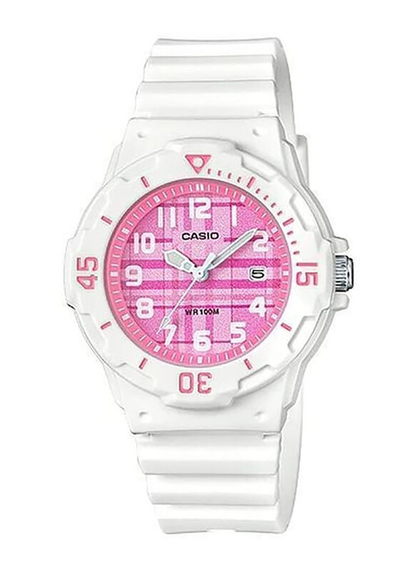 

Casio Analog Watch for Women with Resin Band, Water Resistant, LRW-200H-4CDF, White-Pink