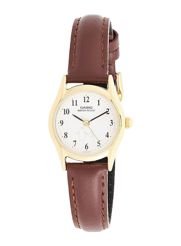 

Casio Analog Watch for Women with Leather Band, Water Resistant, LTP-1094Q-7B6, Brown-White