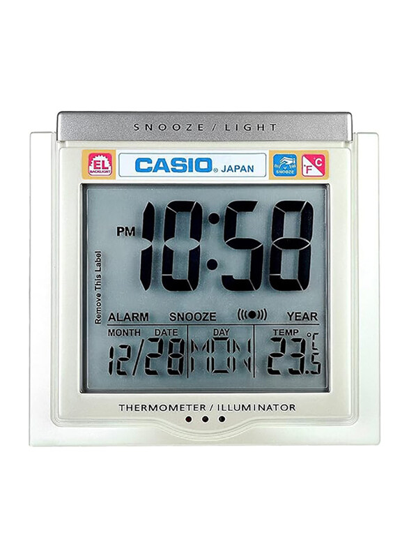 

Casio Digital Alarm Clock, DQ-750F-7DF, Silver/White