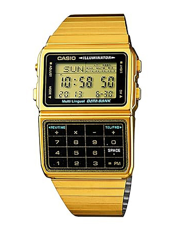 

Casio Vintage Digital Watch Unisex with Stainless Steel Band, Water Resistant, DBC-611G-1DF, Gold