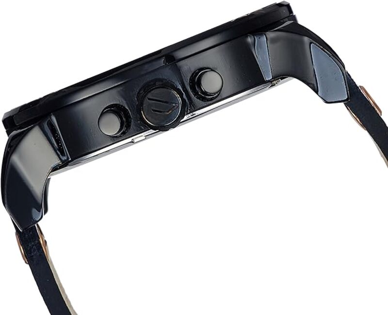 Men's Black Dial Leather Band Chronograph Watch - Dz7350, Analog Display