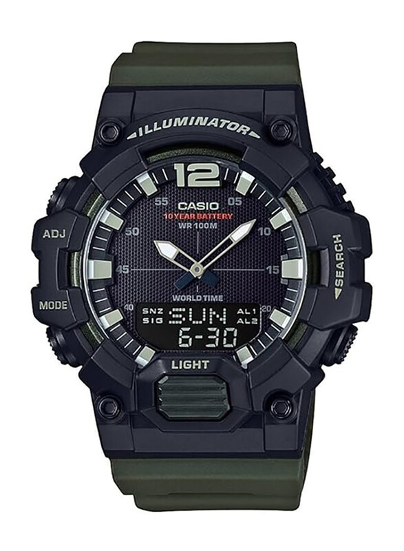 

Casio Analog + Digital Watch for Men with Resin Band, Water Resistant, HDC-700-3AVDF, Green-Black