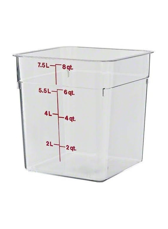 Cambro Camwear Polycarbonate Square Food Storage Container, 8 Quart, Clear