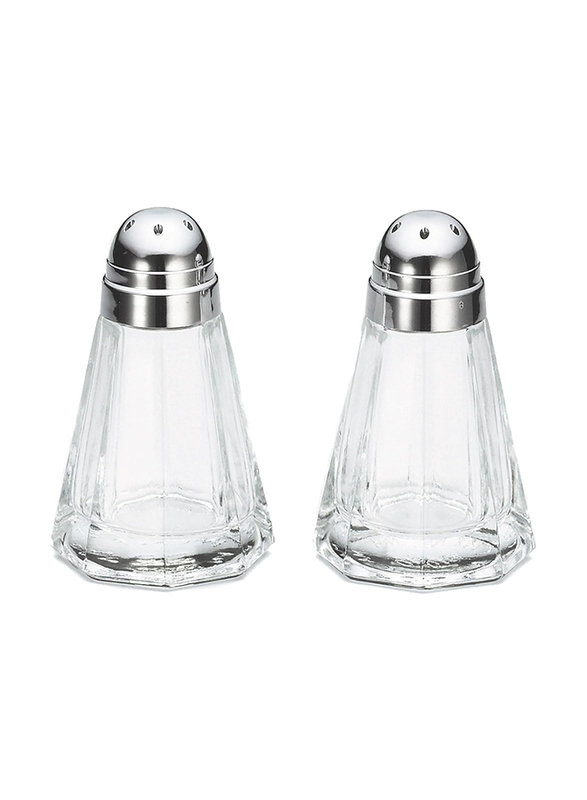 Tablecraft Salt and Pepper Shakers with Lids, 2 Pieces, Clear