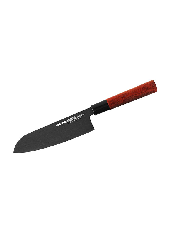 

Samura 6.9-Inch Okinawa Stonewash Santoku knife, Black/Brown