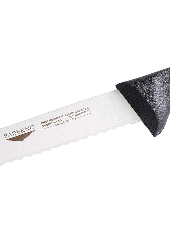Paderno 25cm Bread Knife, Silver/Black