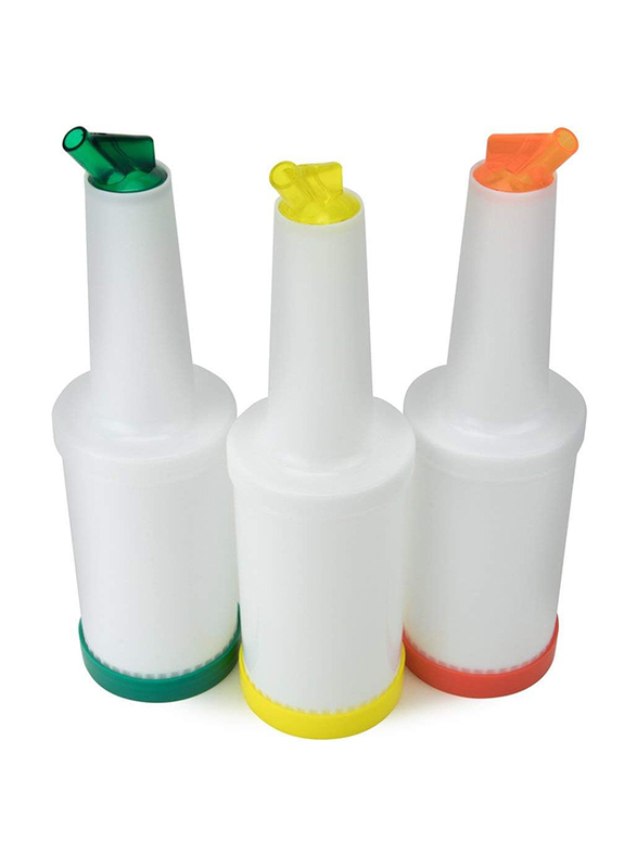 4-Piece Plastic Fruit Juice Liquor Bar Pour Bottles, Multicolour
