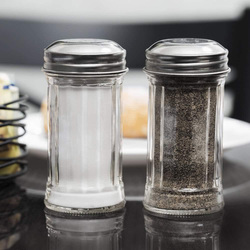 Tablecraft Fluted Glass Salt/Pepper Shakers with S/S Tops, 2 Pieces, Clear