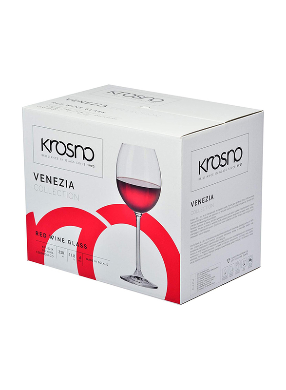 Krosno 350ml 6-Piece Set Red Wine Glasses, Transparent