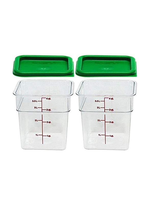 Cambro Polycarbonate Square Food Storage Containers With Lid, 2 Pieces, Clear/Green