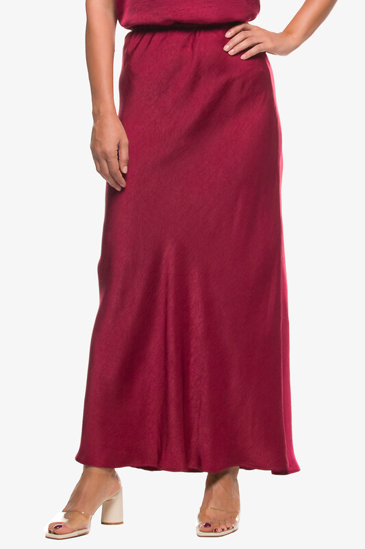 Kayfi Burgundy High Waist Flared Skirt, 12 UK, Red