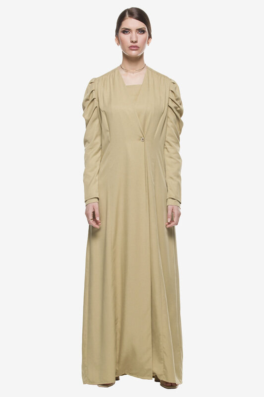 

Kayfi.com Kayfi Khakhi Cowl Sleeve Overlap Abaya, 8 UK, Beige