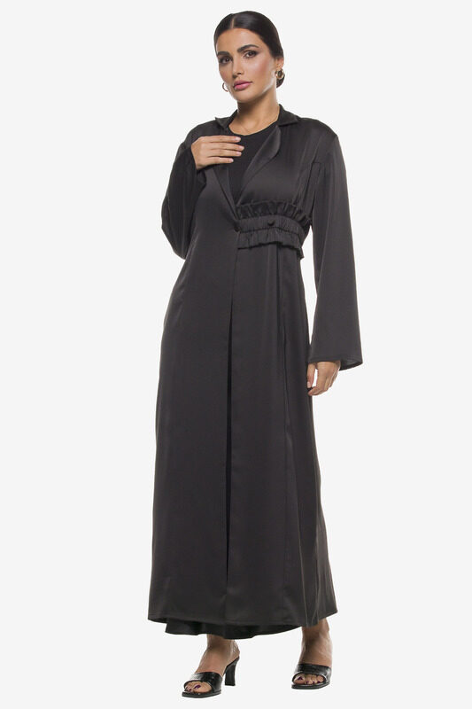 

Kayfi.com Kayfi Black Ruffled Waist Abaya, 14 UK, Black