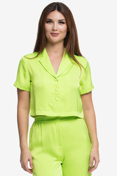 Kayfi Green Cropped Shirt, 8 UK, Yellow