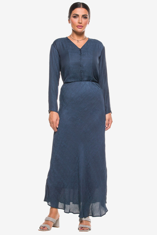 Blue Jacquard Flared Midi Skirt, 12 UK, Blue