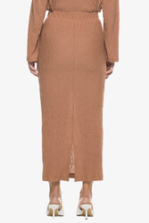 Brown Crinkled Sheath Skirt, 8 UK, Brown