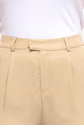 Kayfi Khaki Straight Cut Trousers, 12 UK, Beige