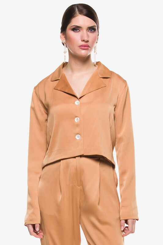 

Kayfi Bronze Cropped Jacket, 8 UK, Brown