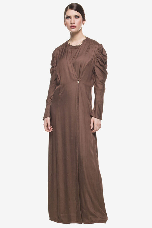 

Kayfi.com Kayfi Brown Cowl Sleeve Overlap Abaya, 14 UK, Brown