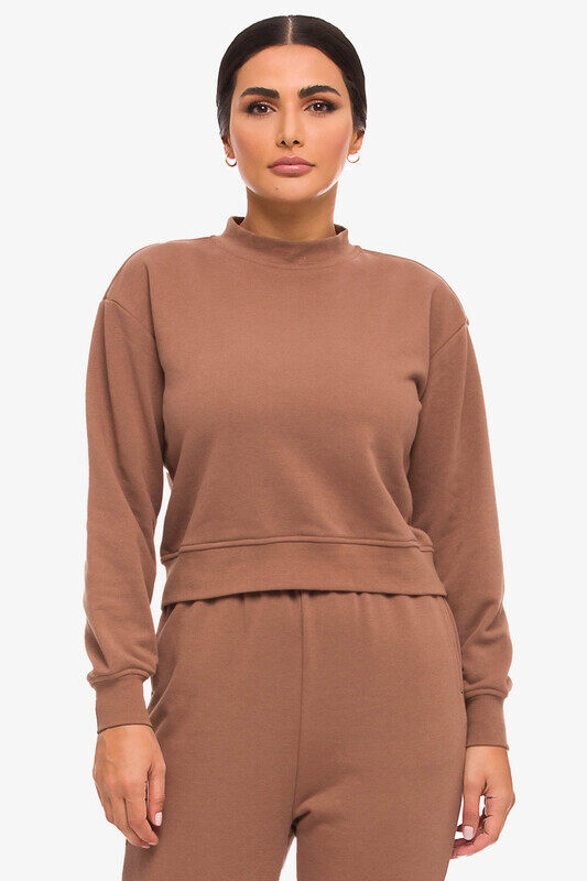 

Kayfi Brown Cropped Sweatshirt, 14 UK, Brown